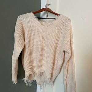 Altar'd State Cream V-Neck Sweater